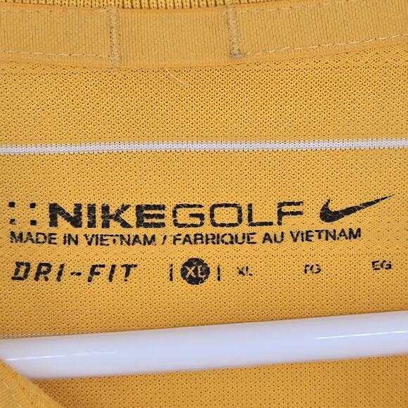 Nike Golf Dri-Fit Polo Shirt Mens XL Yellow Striped Performance 358325-739 Logo - Picture 3 of 12